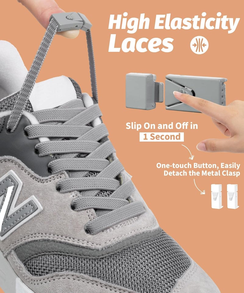 Stepace 2 Pairs Elastic Shoe Laces for Sneakers No Tie Shoelaces for Adults and Kids 5/16" Wide One Size Fit All - Image 2